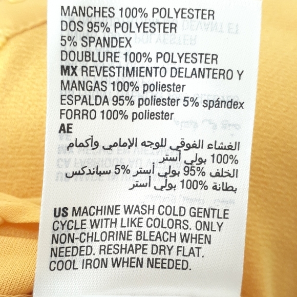 Charter Club Blouse PP Yellow Top Sheer Sleeve 562 - Picture 6 of 6